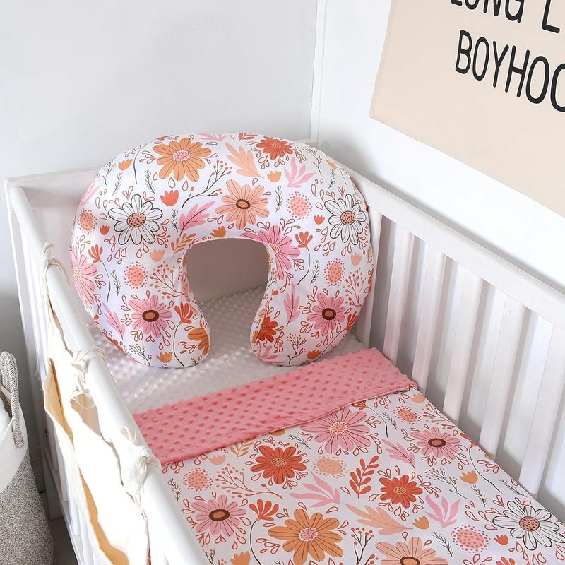 iEvolve Minky Nursing Pillow Cover Breast Feeding Pillow Cover Slipcover U Shape for Baby Boy Girl,Cover Only(Daisy) - Image 4